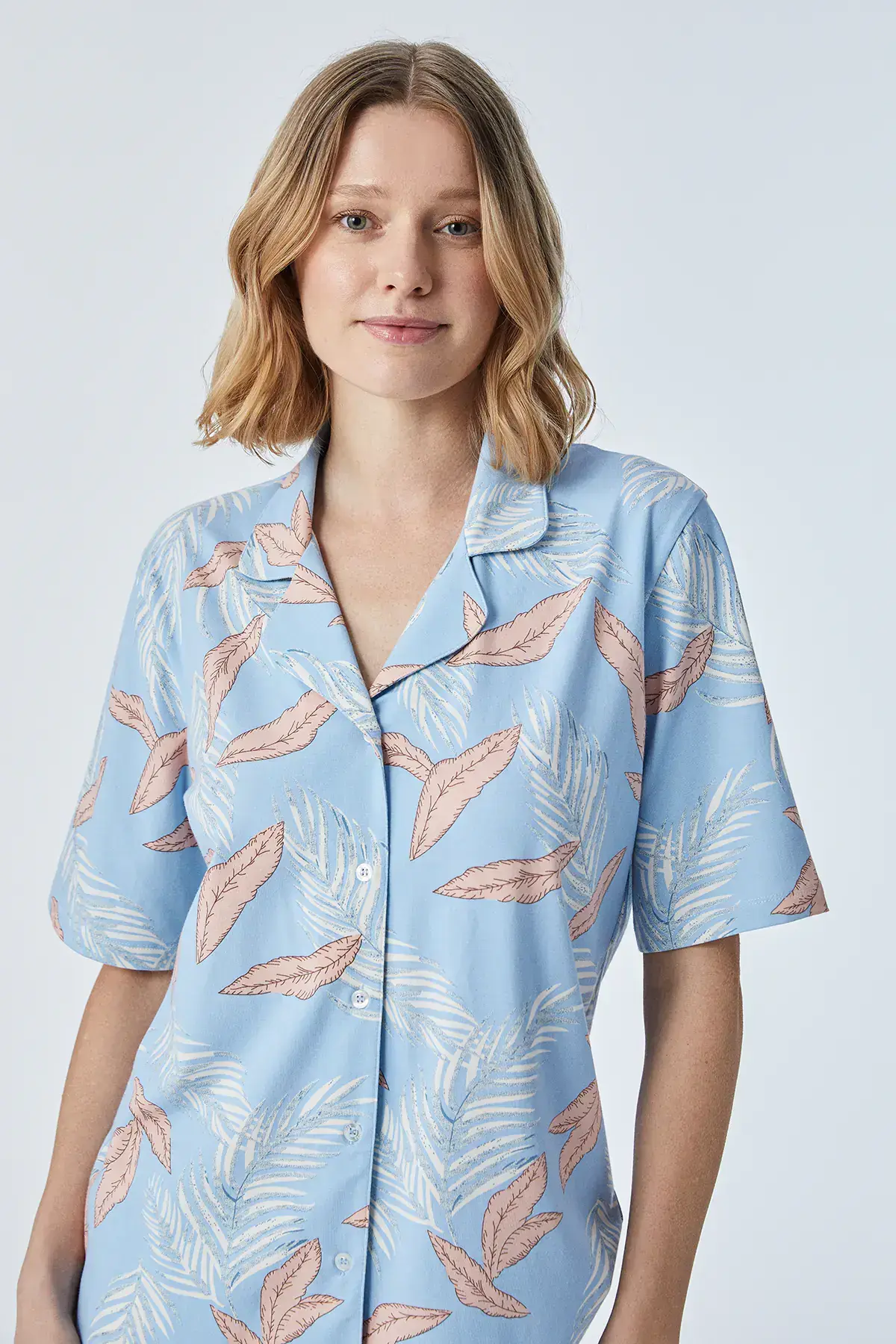 Pijadore 2095 (M-L-XL-XXL) Kısa Kollu Boydan Düğmeli Bayan Pijama Takım 4'lü