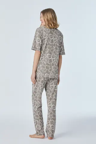 Pijadore 2101 (M-L-XL-XXL) Kısa Kollu Boydan Düğmeli Bayan Pijama Takım 4'lü