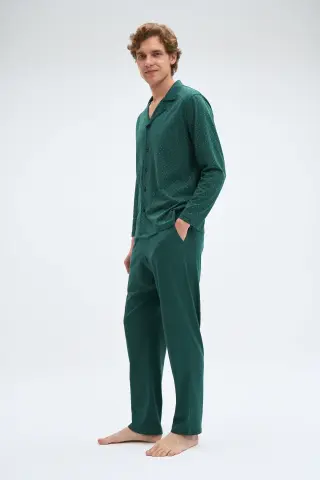 Pijadore 2071 (M-L-XL-XXL) Uzun Kollu Düğmeli Erkek Pijama Takım 4'lü