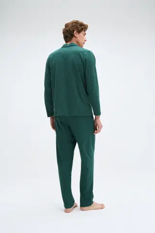 Pijadore 2071 (M-L-XL-XXL) Uzun Kollu Düğmeli Erkek Pijama Takım 4'lü