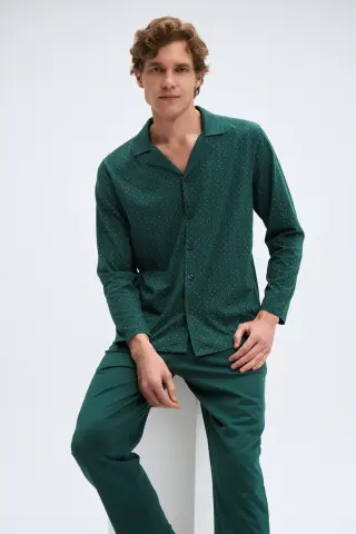 Pijadore 2071 (M-L-XL-XXL) Uzun Kollu Düğmeli Erkek Pijama Takım 4'lü