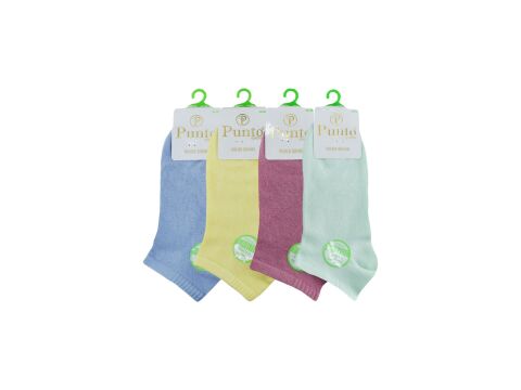 Punto 8484 Yıkamalı Dikişsiz Ter Emici Bayan Bambu Patik Çorap 12'li