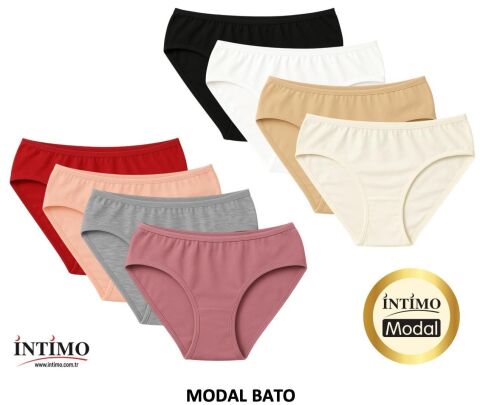 İntimo 2706 (L-XL) Modal Doku Likralı Biyeli Bayan Külot 12'li