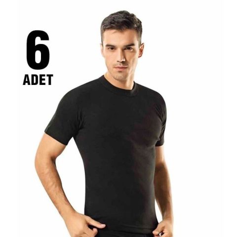 Tutku Renkli Sıfır Yaka Erkek Penye Atlet 6'lı GRİ - 4