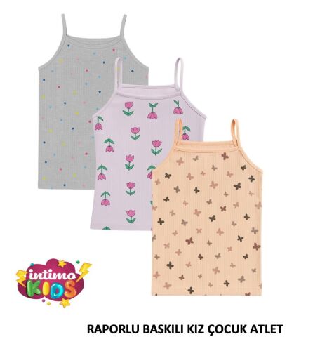 İntimo 2533 İp Askılı Raporlu Baskılı Kız Çocuk Atlet 6'lı