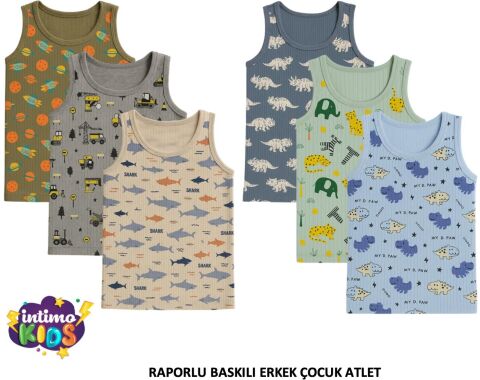 İntimo 2511 Raporlu Baskılı Erkek Çocuk Atlet 6'lı