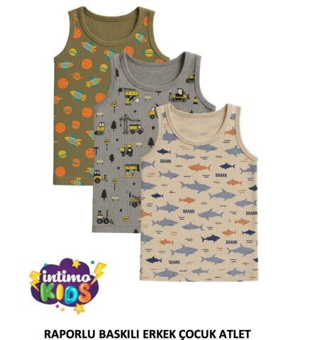 İntimo 2511 Raporlu Baskılı Erkek Çocuk Atlet 6'lı