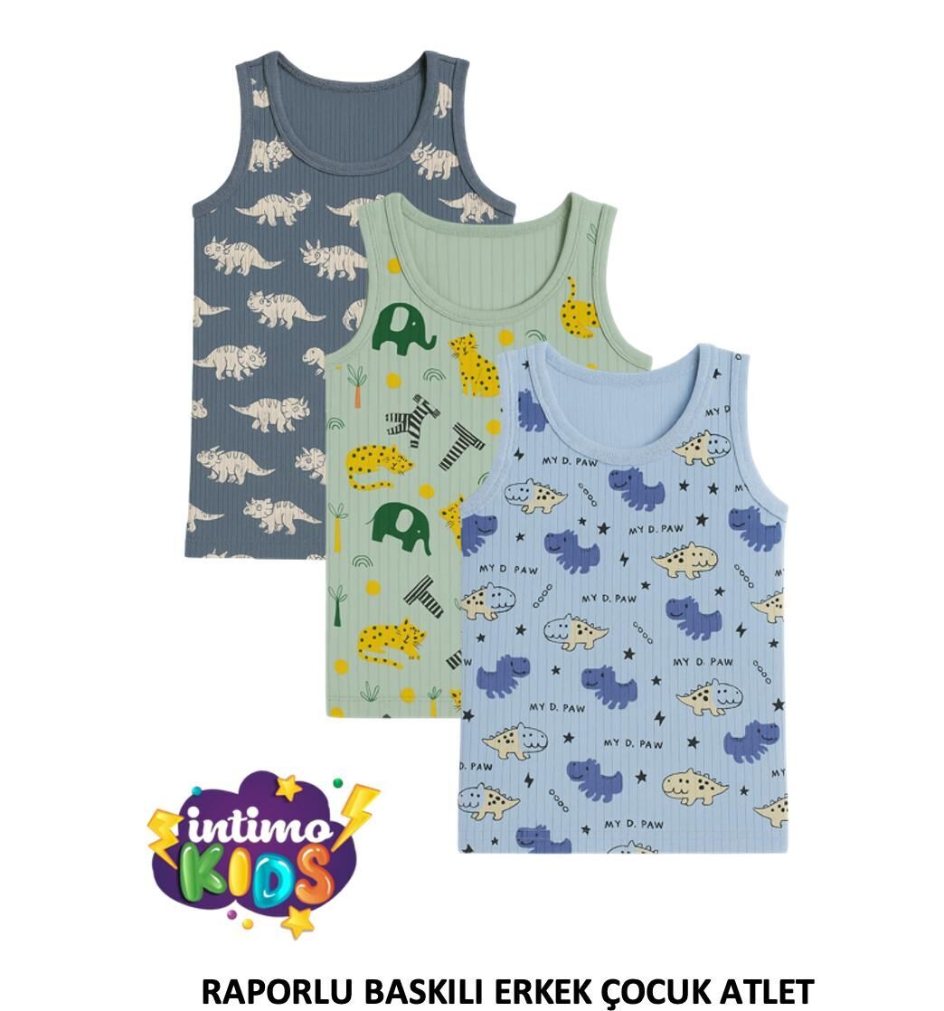 İntimo 2511 Raporlu Baskılı Erkek Çocuk Atlet 6'lı