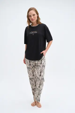 Pijadore 2049 (M-L-XL-XXL) Kısa Kollu Bayan Pijama Takım 4'lü