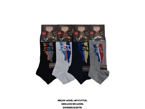 Şirin 290 Dikişsiz Mevsimlik Doğal Pamuk Erkek Çocuk Patik Çorap 12'li