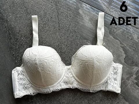 Cansoy 676 C Cup (85-90-95-100) Dantelli Balenli Desteksiz Bayan Sütyen 6'lı