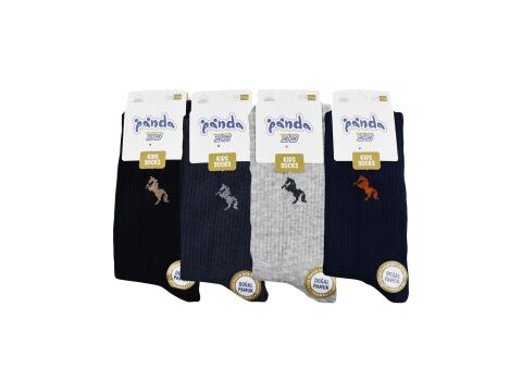 Panda 01 (3-12 Yaş) Yıkamalı Pamuk Kız Erkek Çocuk Soket Çorap 12'li