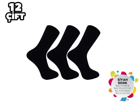 Şirin 4150-Siyah Dikişsiz Bayan Penye Çorap 12'li