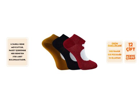 Softy 20 Yıkanmış Parfümlü Burun Dikişsiz Bayan Penye Patik 12'li