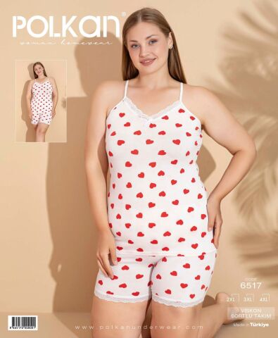 Polkan 6517 (2XL-3XL-4XL) Viskon Bayan Şortlu Takım 6'lı