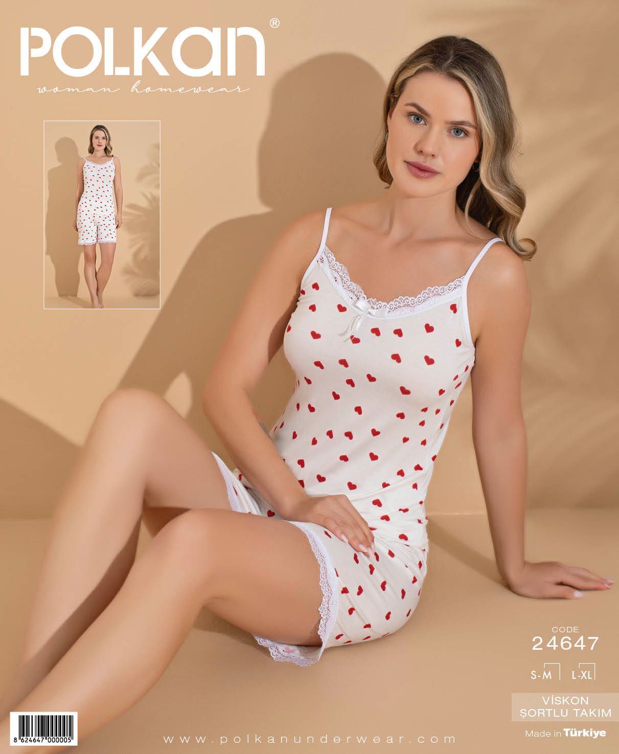 Polkan 24647 Beden (SM-LXL) Viskon Bayan Şortlu Takım 6'lı