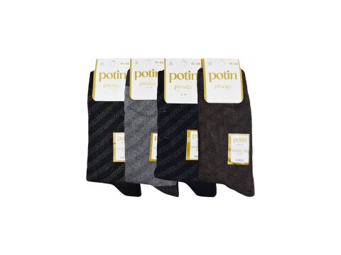 Potin 5-4 (41-44) Erkek Terletmeyen Örgü Penye Likralı Çorap 12'li