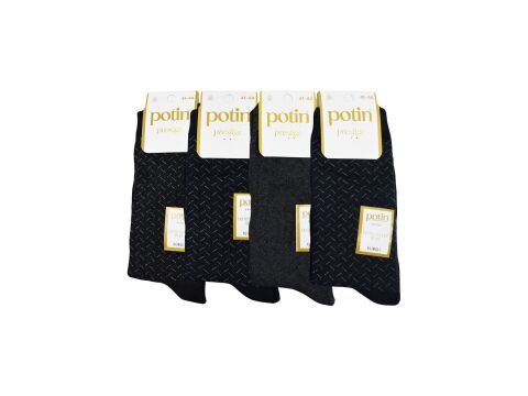 Potin 5-6 (41-44) Erkek Terletmeyen Örgü Penye Likralı Çorap 12'li