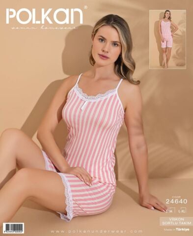 Polkan 24640 Beden (SM-LXL) Viskon Bayan Şortlu Takım 6'lı