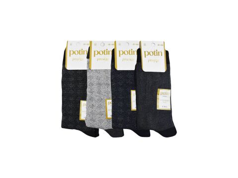 Potin 5-2 (41-44) Erkek Terletmeyen Örgü Penye Likralı Çorap 12'li