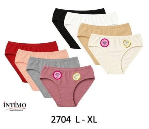 İntimo 2704 (L-XL) Full Likralı Biyeli Bayan Külot 12'li
