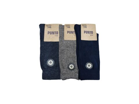 Punto 6400 (40-44) Topuk Burun Takviyeli Erkek Yün Çorap 12'li