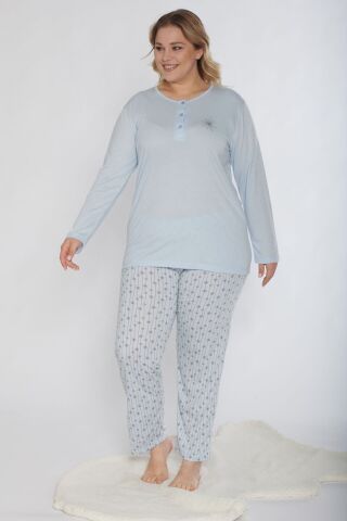 Alperi B790-40 (3XL-4XL-5XL-6XL) Bayan Uzun Kollu Pijama Takım 4'lü
