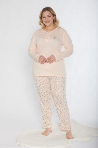Alperi B790-40 (3XL-4XL-5XL-6XL) Bayan Uzun Kollu Pijama Takım 4'lü