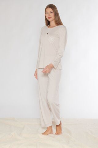 Alperi 790-74 (M-L-XL-XXL) Bayan Uzun Kollu Pijama Takım 4'lü