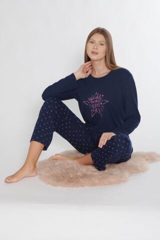 Alperi 790-85 (M-L-XL-XXL) Bayan Uzun Kollu Pijama Takım 4'lü