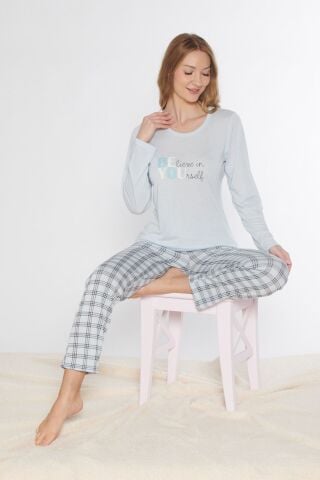 Alperi 790-84 (M-L-XL-XXL) Bayan Uzun Kollu Pijama Takım 4'lü