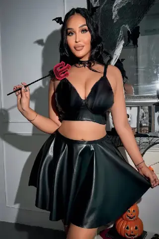 Passione 40024 Büyük Beden Deri Erotik Gecelik