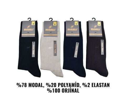 Mısırlı 61004 (41-45) Dikişsiz Organik Modal Erkek Çorap 12'li