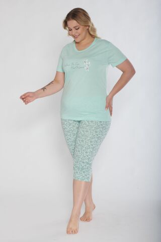Alperi B770-01 (3XL-4XL-5XL-6XL) Bayan Kısa Kollu Kapri Pijama Takım 4'lü