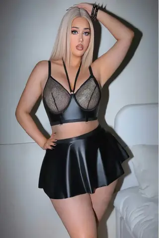 Passione 40025 Büyük Beden Deri Erotik Gecelik