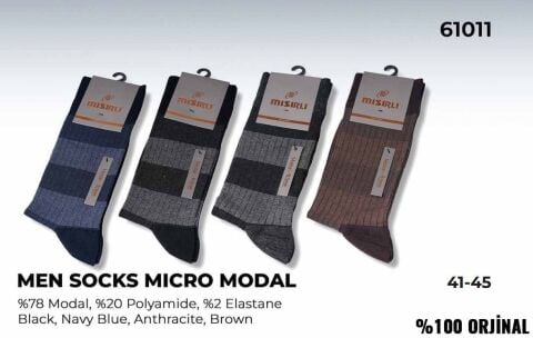 Mısırlı 61011 (41-45) Dikişsiz Organik Modal Erkek Çorap 12'li