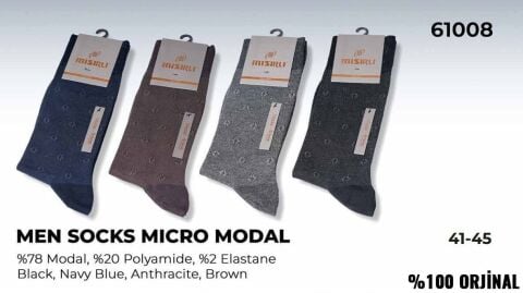Mısırlı 61008 (41-45) Dikişsiz Organik Modal Erkek Çorap 12'li