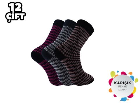 XGRİ POLO Bayan Penye Soket 12'li