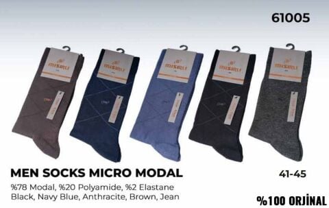 Mısırlı 61005 (41-45) Dikişsiz Organik Modal Erkek Çorap 12'li