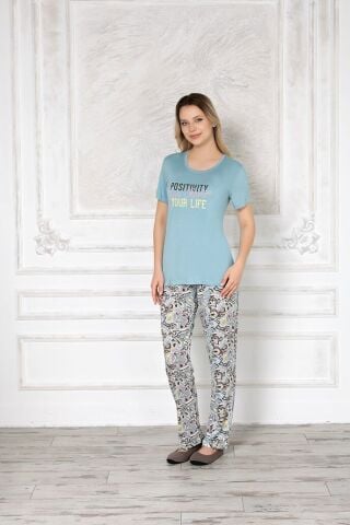 Alperi 78-75 (M-L-XL-XXL) Bayan Kısa Kollu Pijama Takım 4'lü