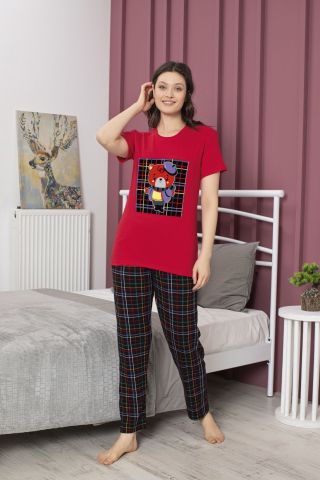 Tekten 4700 Raporlu Bayan Kısa Kollu Pijama Takım 4'lü