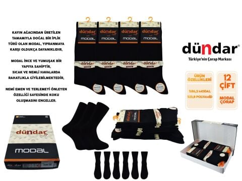 Dündar 6944 (40-44) Dikişsiz Yıkamalı Kokulu Erkek Summer Modal Çorap 12'li