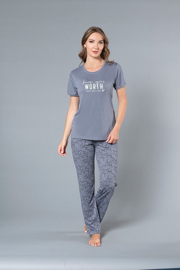 Alperi 780-43 (M-L-XL-XXL) Bayan Kısa Kollu Pijama Takım 4'lü
