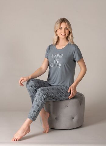 Alperi 780-30 (M-L-XL-XXL) Bayan Kısa Kollu Pijama Takım 4'lü