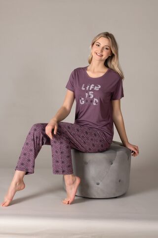 Alperi 780-30 (M-L-XL-XXL) Bayan Kısa Kollu Pijama Takım 4'lü