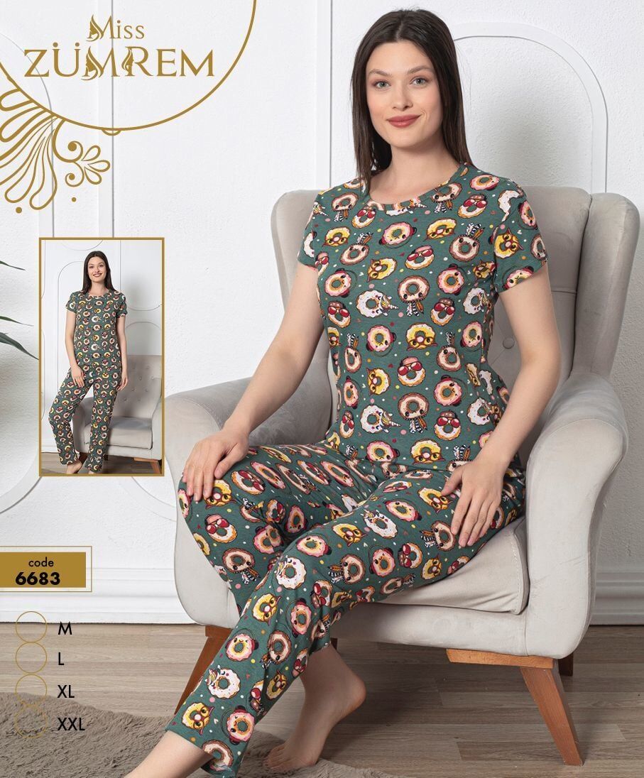 Zümrem 6683 Bayan Kısa Kollu Süprem Pijama Takım 4'lü