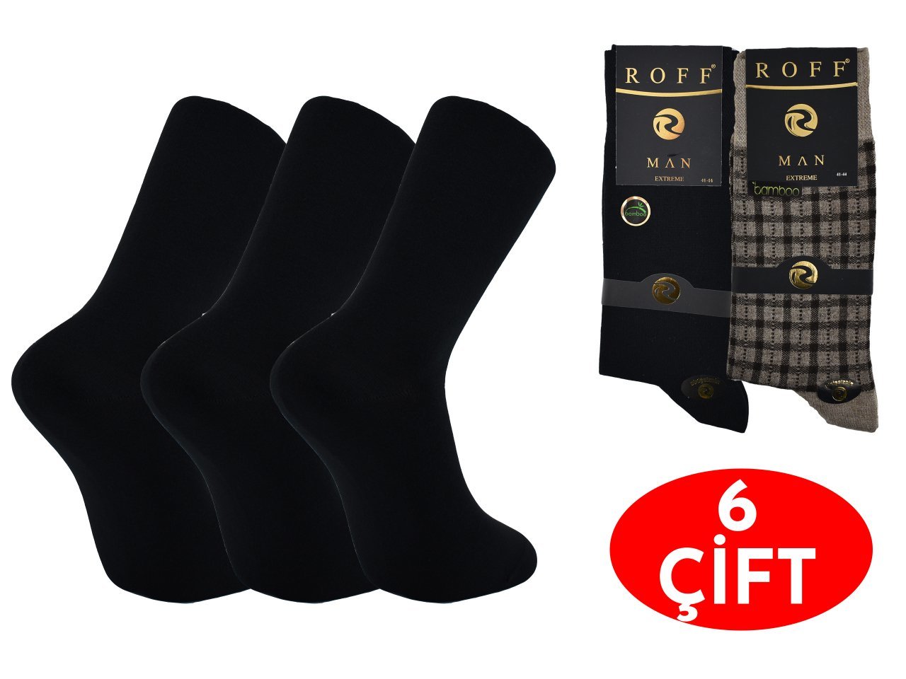 Roff Düz Concept Erkek Bambu Çorap 6'lı