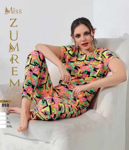 Zümrem 050 Bayan Kısa Kollu Süprem Pijama Takım 4'lü