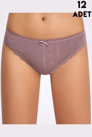 İlke 273 (M-L-XL) Jakarlı Dantelli Bayan Bikini12'li