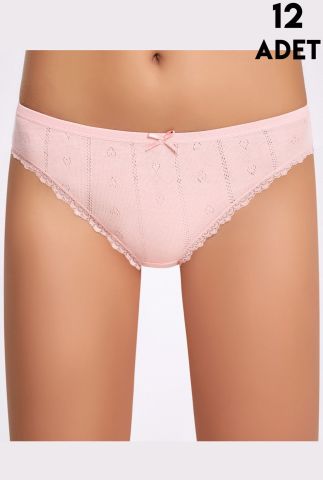 İlke 273 (M-L-XL) Jakarlı Dantelli Bayan Bikini12'li